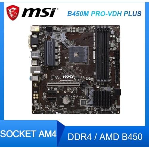MSI B450M PRO-VDH PLUS Motherboard DDR4 64GB AMD B450 Socket AM4 PCI-E 3.0 M.2 USB3.1 Micro ATX used Intel Motherboard