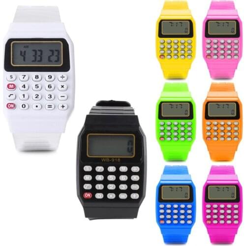 Electronic Calculator Child Watch Kid Silicone Date Time Stopwatch LCD Screen Display Relogio Digital Wrist Watches gai