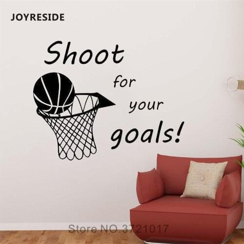 JOYRESIDE Basketbal Sticker Shoot for your goals Decals Quote Vinyl Kids Boys Room Living Room Interior Bedroom Home Mural A1365