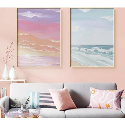 Nordic Anime Style Sun Mountain Seascape Canvas Painting Abstract Picture Wall Art Print Poster for Living Room Home Decoration