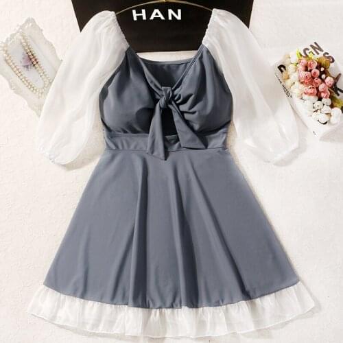 2021 New Women Patchwork Short Sleeve Swim Beach Dress Sexy One Piece Swimwear Female Swimming Bathing Suit Beachwear Swimsuit