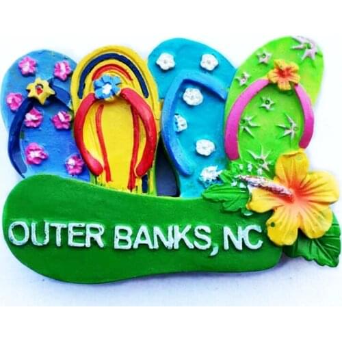 New Beach Slippers, North Carolina 3D Fridge Magnets USA Tourism Souvenirs Refrigerator Magnetic Stickers Home Decortion