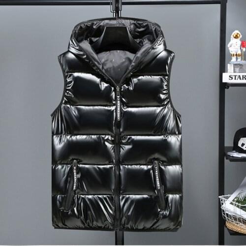#3635 Autumn Black Silver Red Gold Sleeveless Jacket Men Shiny Surface Slim Casual Vest For Men Short Vest Waistcoat Plus Size