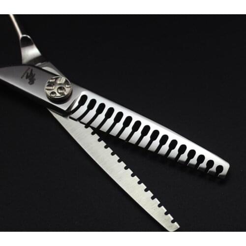 6.0" Hairdressing Scissors Fishbone double side Teeth 440C Haircut Barber Makas Thinning Shears professional Hair Scissors