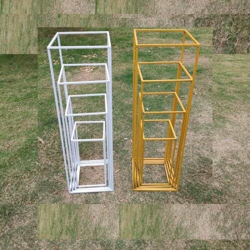 Gold/White Wrought Iron Stand Wedding Props Artificial Flower Road Lead Creative Decor Flower Arch Wedding Road Lead T-Stage