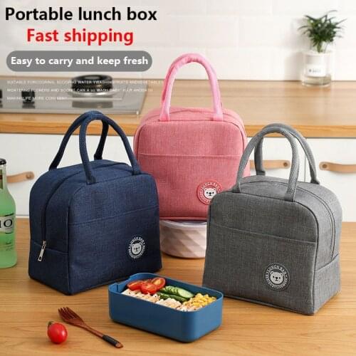 Portable Lunch Bag New Thermal Insulated Lunch Box Tote Cooler Handbag Bento Pouch Dinner Container School Food Storage Bags