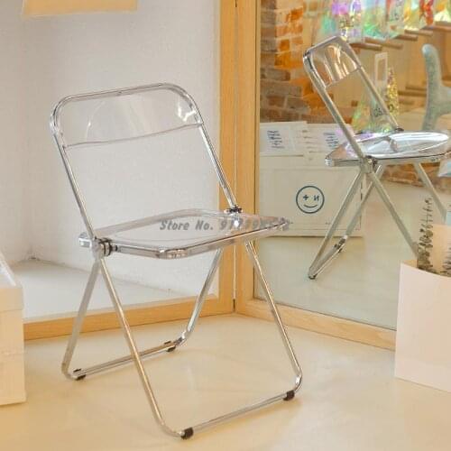 Transparent chair plastic crystal chair household photo thickening net red ins dressing makeup acrylic folding dining chair