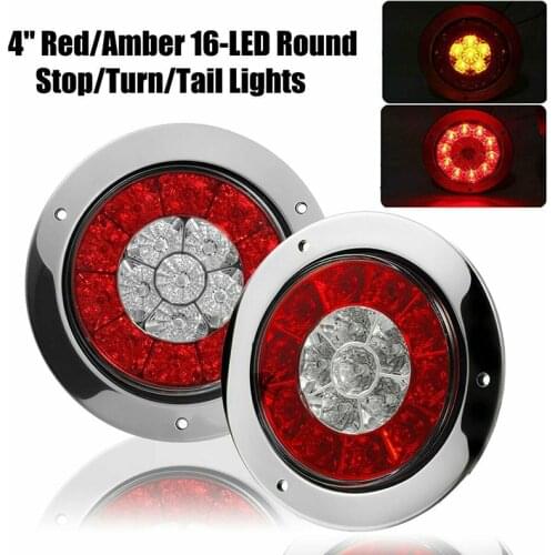 16 LED Truck Trailer Brake Stop Lamp 12V-24V Car Turn Signal Tail Lights Rubber Grommets Car Parking Light Warning Light