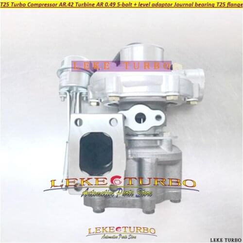 T25 Turbo Compressor A/R.42 Turbine AR 0.49 5-bolt + level adaptor Journal bearing 180-320HP T25 flange Water cooled with gasket