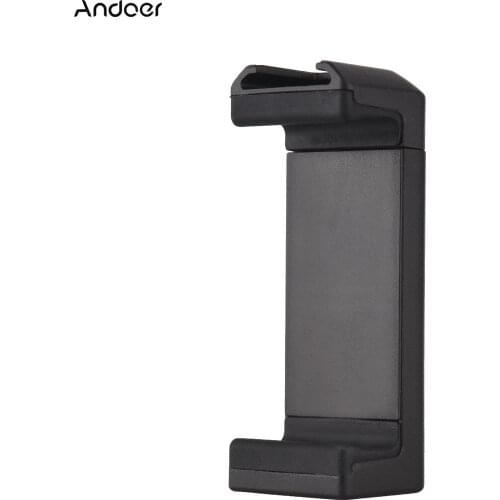 Andoer AD-05 Universal Phone Tripod Mount Smartphone Holder Clamp with Backside Folding Stand Cold Shoe Mount 1/4 Inch Thread
