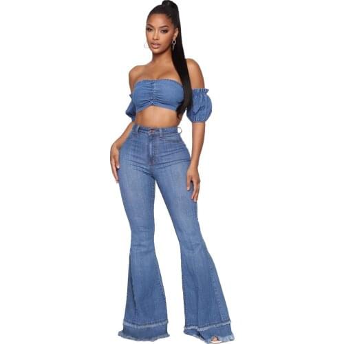 Wide Leg Plus Size Jeans Women Boyfriend Casual 2020 New Ladies Loose Blue Jeans Fringed Thin Flared Trousers Women Denim Pants