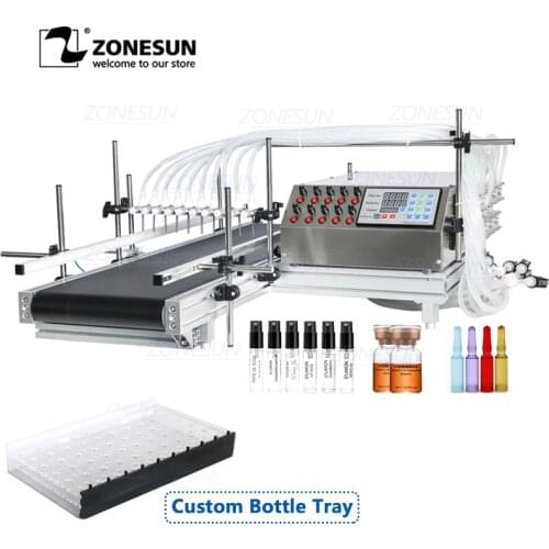ZONESUN ZS-DTPP10B 10 Head Vaccine Ampoule Pharma Vryo Vial Bottle Peristaltic Pump Liquid Filling Machine With Conveyor Belt