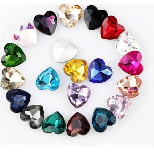 10pcs 12mm Love Heart Pointed Back Crystal Fancy Stone Glass Stones For DIY Wedding Dress Jewelry Stones Beads