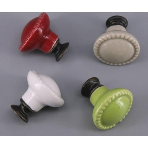 12PCS Round Button Ceramic Furniture Kitchen Hardware Drawer Porcelain Cabinet Knobs And Pulls Cupboard Handles Hardware