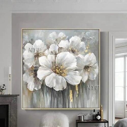 2020 Home Wall Flower Canvas Art Handmade Abstract Flower Oil Painting Canvas Wall Art Modern Home Decoration Artwork Unframe