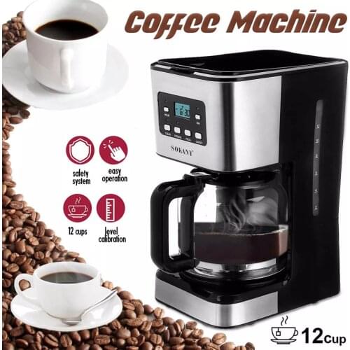 220V 12 Cup Coffee Machine Suitable For Espresso Cappuccino Latte Semi-automatic Steam Coffee Detachable Washable Coffee Machine
