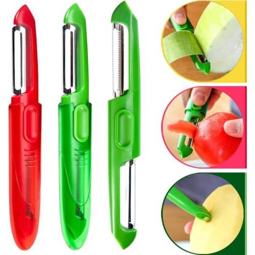 3 In 1 Cucumber Tomato Peeler Stainless Steel Blade Portable Multifunctional Fruit Scraping Antislip Fruit Melon Planer Grater