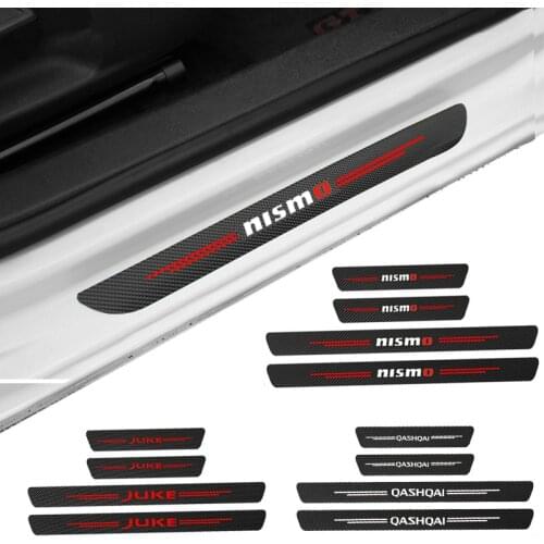 4pcs Carbon Fiber Nismo Car Sticker Protector Film Cover Auto For Nissan Tiida Sunny QASHQAI MARCH LIVINA TEANA X-TRAI Door JUKE