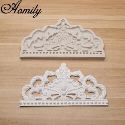 Aomily 3D European Crown Fondant Cake Silicone Molds Beautiful Wedding Baking Mold Mousse Sugar Craft Icing Mat Pastry Tools