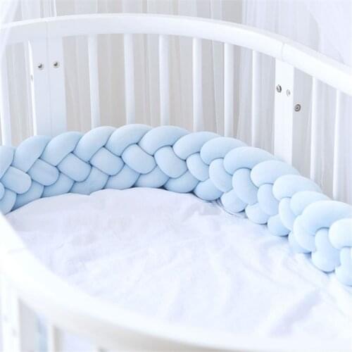 3Meters Baby Crib Bumper Knotted Braided Bumper Handmade Soft Knot Pillow Pad Cushion Nursery Cradle Decor Crib Protector Cotton