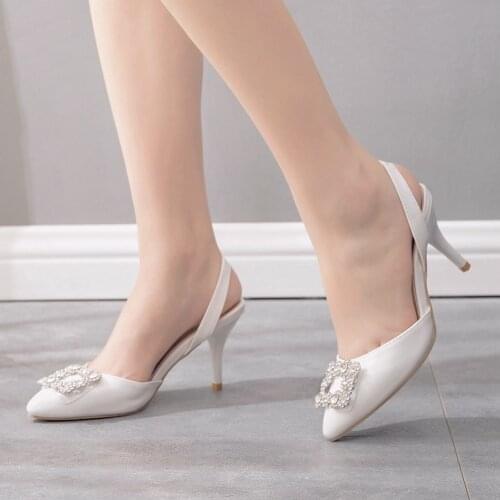 Crystal Queen Sandals Ladies Rhinestone High Heels Female Luxury Pumps Pointed Toe Dress Party Wedding Shoes Large Size