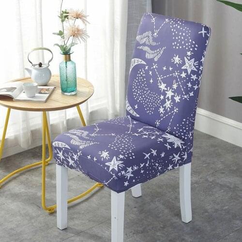 New Simple Fashion Style Anti-fouling Elastic Half-pack Printing Hotel Home Chair Cover Polyester-Spandex for Dining Room Decor