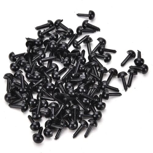 100 Pcs 3 mm/4 mm/5 mm/6 mm Black Plastic Safety Eyes for Dolls Toys Accessories Animal Making DIY Craft
