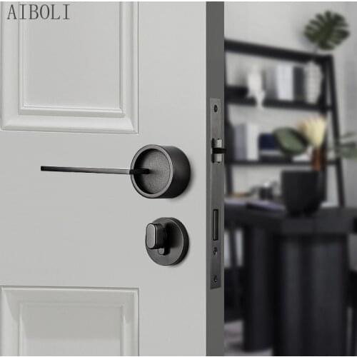 Zinc alloy Black Door Locks Bedroom Nordic style Interior Door Handle Lock Security Mute Door Lock Household Hardware