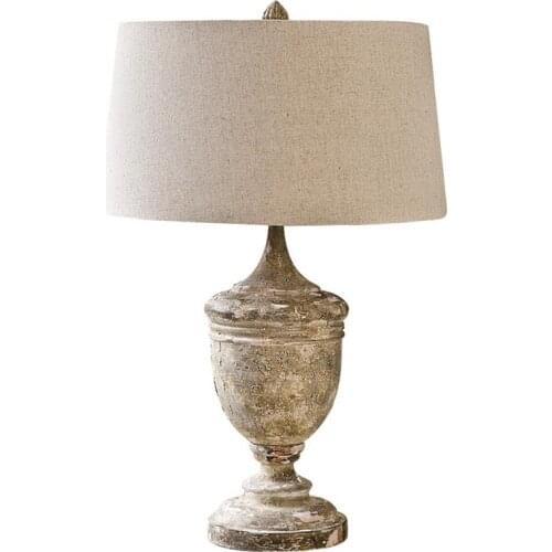 American country retro wood table lamp French decoration bedroom bedside lamp Nordic pastoral linen study table lamp