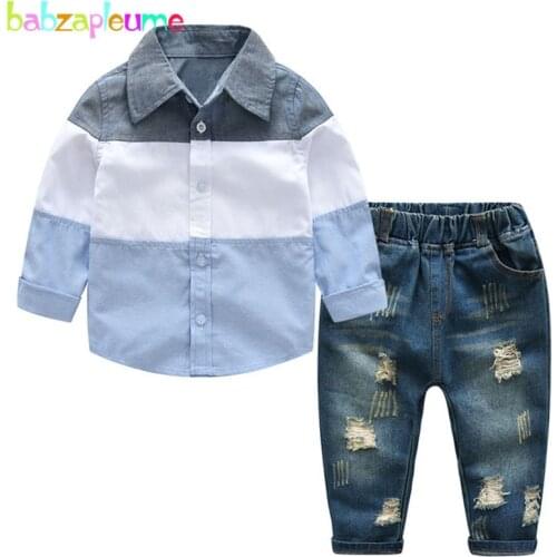Kids Fashion 2018 Spring Autumn Striped Long Sleeve Shirt+Jeans Baby Suits Sets Toddler Boys Clothes Children Clothing BC1063-1