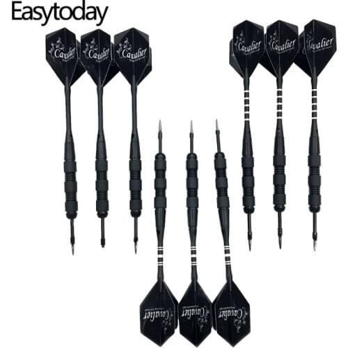 Easytoday 3Pcs/set High Quality Darts Steel Tip Metal Barrel Black Darts Shafts Aluminum Darts Flights Entertainment Games Set
