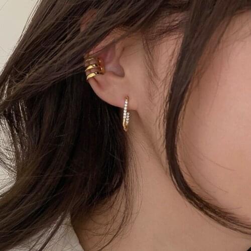 Elegant Zircon Earrings For Women Fashion Jewelry Geometric Oval Simple Design Personality Gold Stud Ear Jewellery Ladies Gift