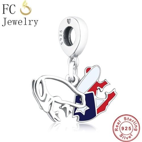 FC Jewelry Fit Original Brand Charms Bracelet 100% 925 Silver Puerto Rico Flag Blue Red Flag Frog Frame Bead Pendant Berloque