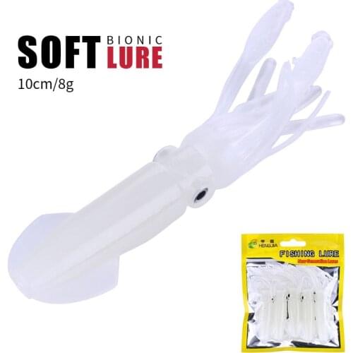HENGJIA 5pcs/lot Glow in The Dark Luminous Artificial Soft Bait Squid Style Fishing Lure Fishing Tackle Accessories