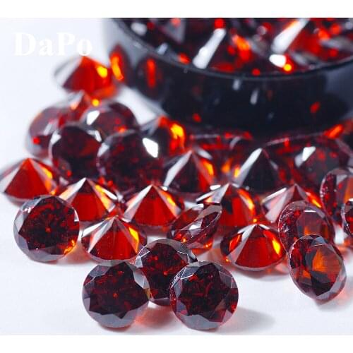 Hisenlee Round Shape Cubic Zirconia Crystal Clear Pomegranate Red 6MM Sparkling Elegant Luxurious Gem DIY Art Nail Jewelry