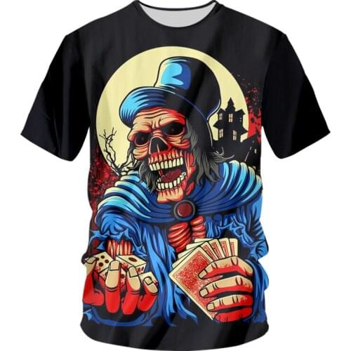 IFPD EU/US Size Skull Cool 3D O-neck T-shirts Mens 3D Printed Poker Tshirt Unisex Clothes Summer Fun Hip Hop Streetwear Clothing