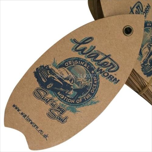 Customize clothing retro kraft paper tags with brass ring/garment cardboard paper hang tags/shape cutting printed labels/brand