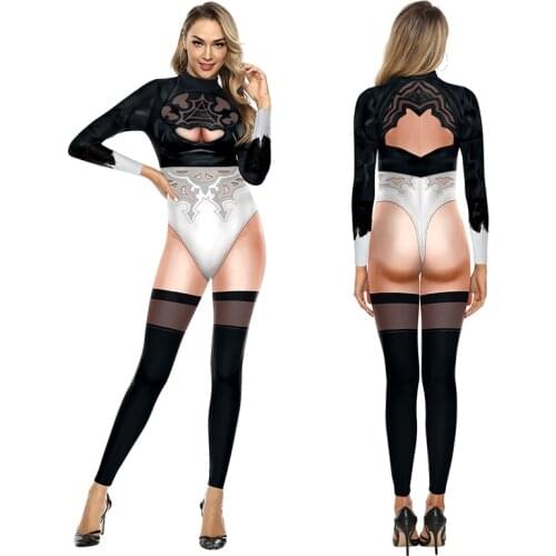Fashion Printed Bodysuit Sexy Slim Adult Unisex 3D Printed Clothes Mens Womens Costume Long Sleeve Elastic Tight Jumpsuits