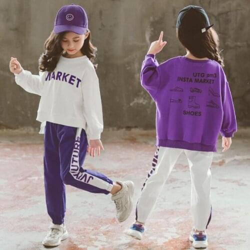 2020 New Childrens clothes sets pullover+pant spring autumn cotton printing blouse pants casual kids girls 2 pcs sets 4-12Year