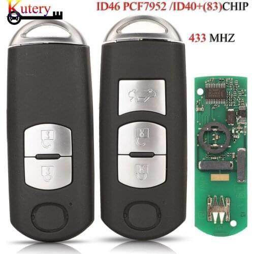 Kutery Remote Smart Key Fit For MAZDA CX-3 CX-5 433Mhz ID46 PCF7952/ID40+(83 )Chip 2/3 Buttons