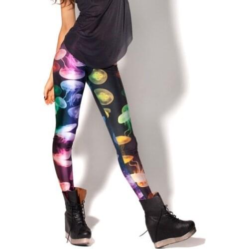 Summer Autumn Full Color Women Galaxy Leggings Digital Jellyfish printed Leggings pants Leggins Free Shipping GL-29