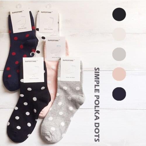 Fashion Dot Womens Pink Socks Cotton Japanese Jarajuku Style Funny Socks For Spring And Autumn Mujer Meias