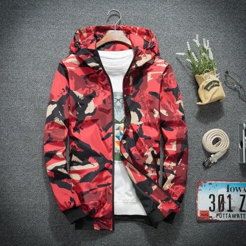 Mens Jacket Spring Autumn New Camouflage Korean Fashion Casual Camouflage Hooded camouflage jacket Casual Streetwear coat