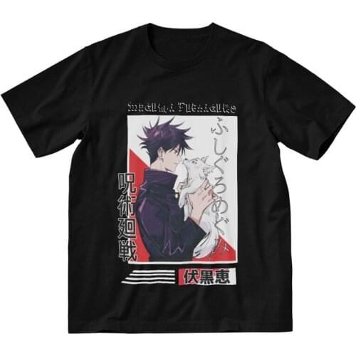 Jujutsu Kaisen Hipster Tshirts Men Unique Tee Tops Cotton T Shirts Short Sleeve Megumi Fushiguro T-shirts Gift Idea Clothing