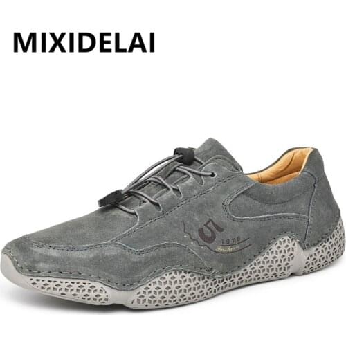 New Mens Flat Casual Shoes Handmade Genuine Leather Comfortable Loafers Outdoor Men Shoes Breathable Men Moccasins Men Sneakers