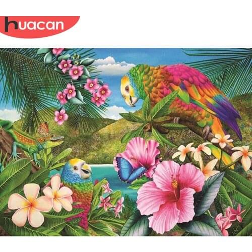 HUACAN Animal Diamond Painting Kit Parrot 5D DIY Diamond Mosaic Full Set For Embroidery Cross Wall Decor