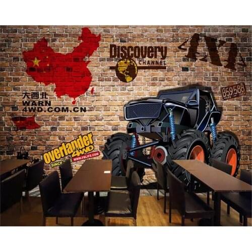 Beibehang wallpapers for living room Custom wall sticker retro nostalgic 3D brick wall car broken wall tooling wall papel mural