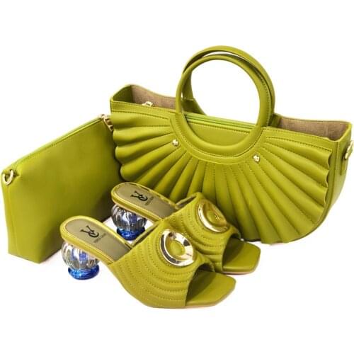 OLOMM New Italian Shoe and Bag Set for Party In Women Fashion Italian Women Wedding Pumps with Purse Nigerian Shoe and Match!A-5