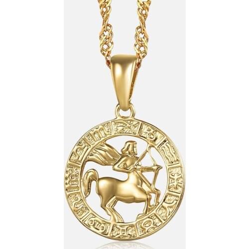 Trendsmax Sagittarius Zodiac Sign Necklace Gold Pendant Necklace for Women Men Unisex Fashion Chain Jewelry GP365