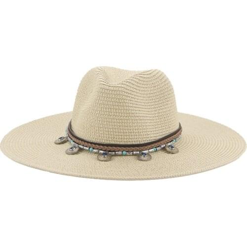 Women hat sun protective summer luxury handmade straw hat round top outdoor beach casual women sun summer hat sombreros de mujer